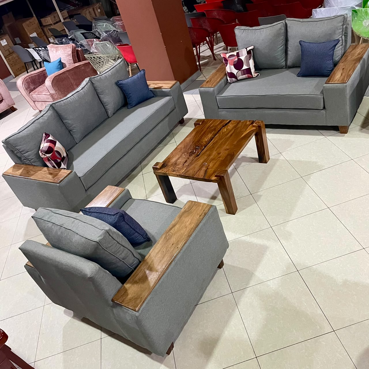 6 seater sofa, Light Gray
