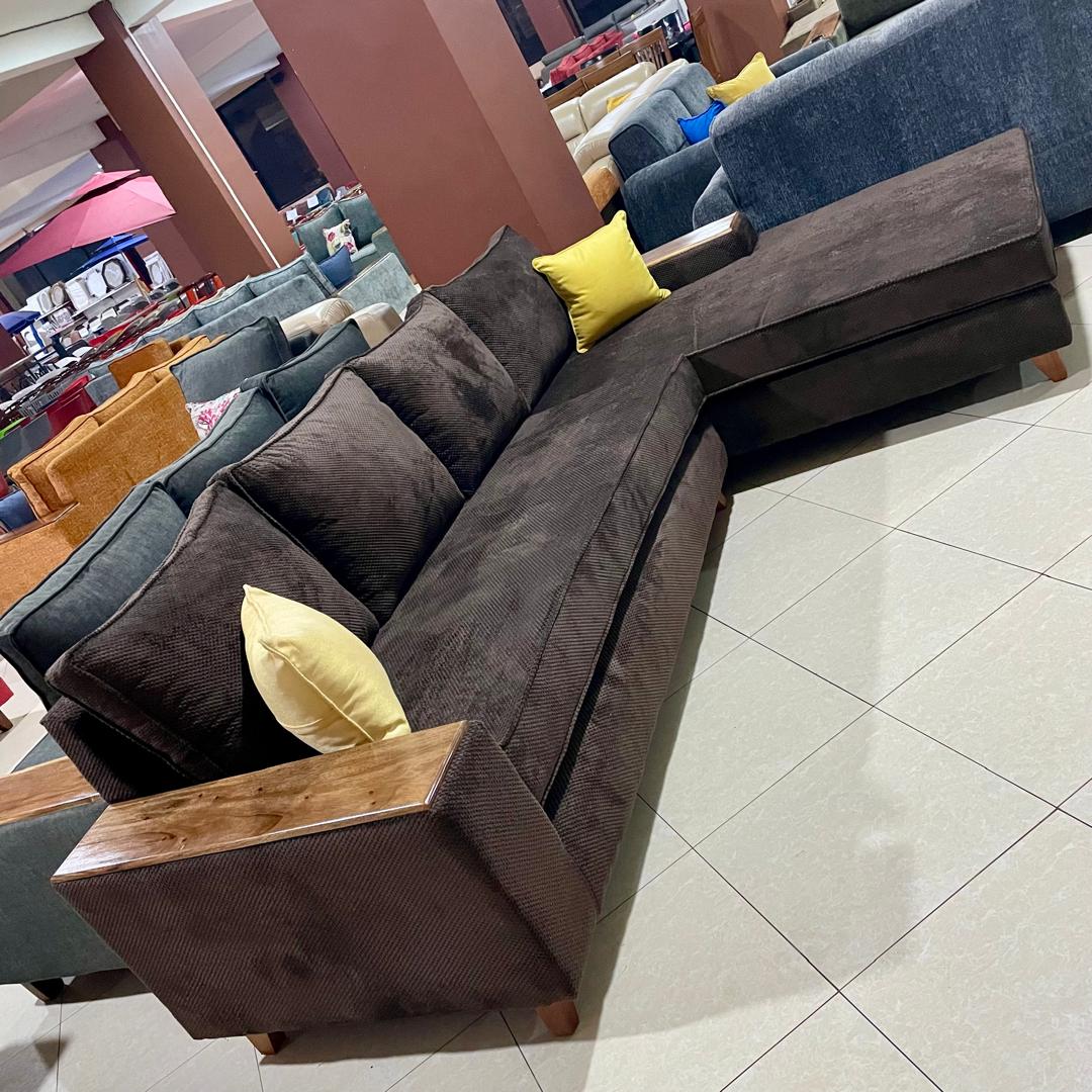 Dark Brown L Sofa set