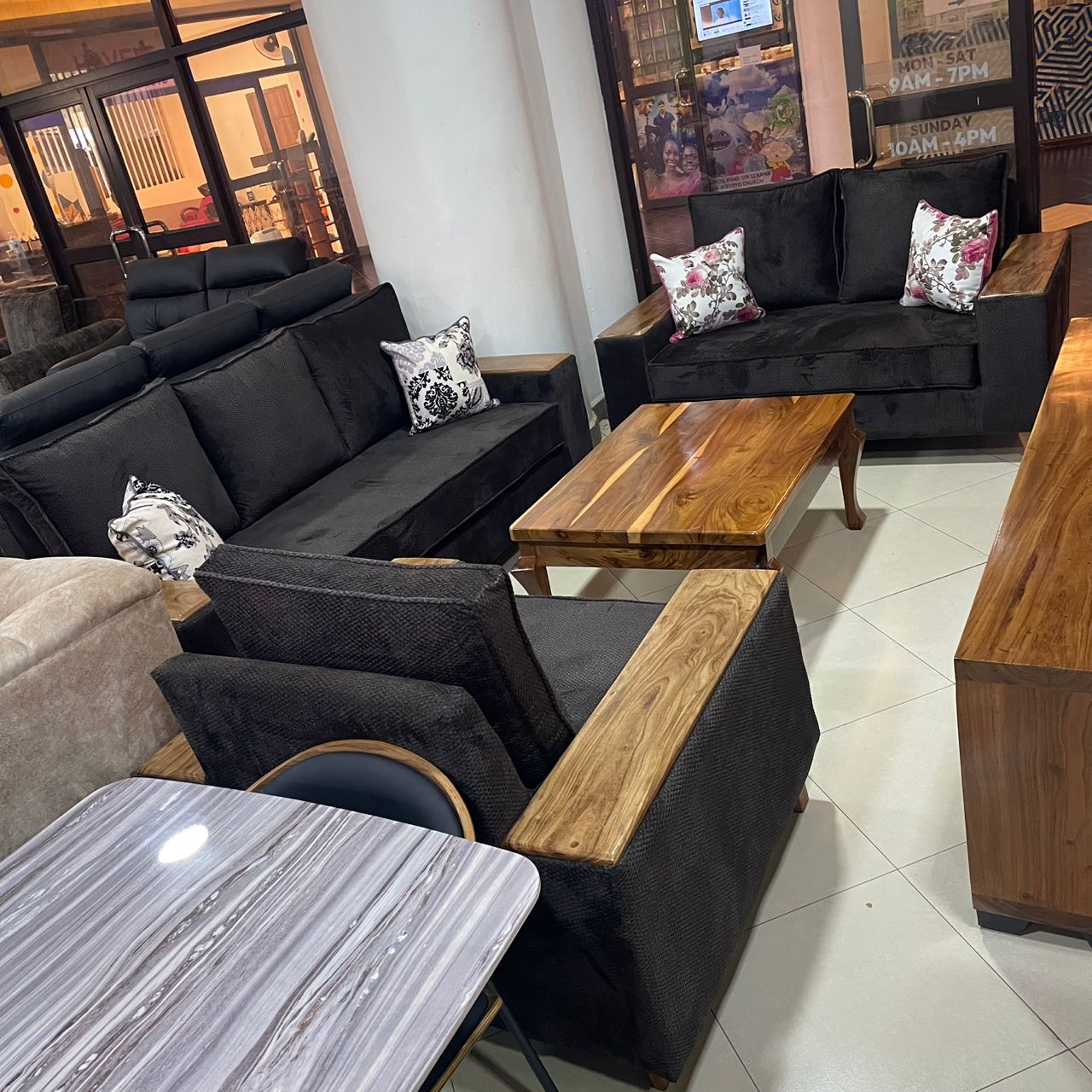 Black 6 seater sofa set