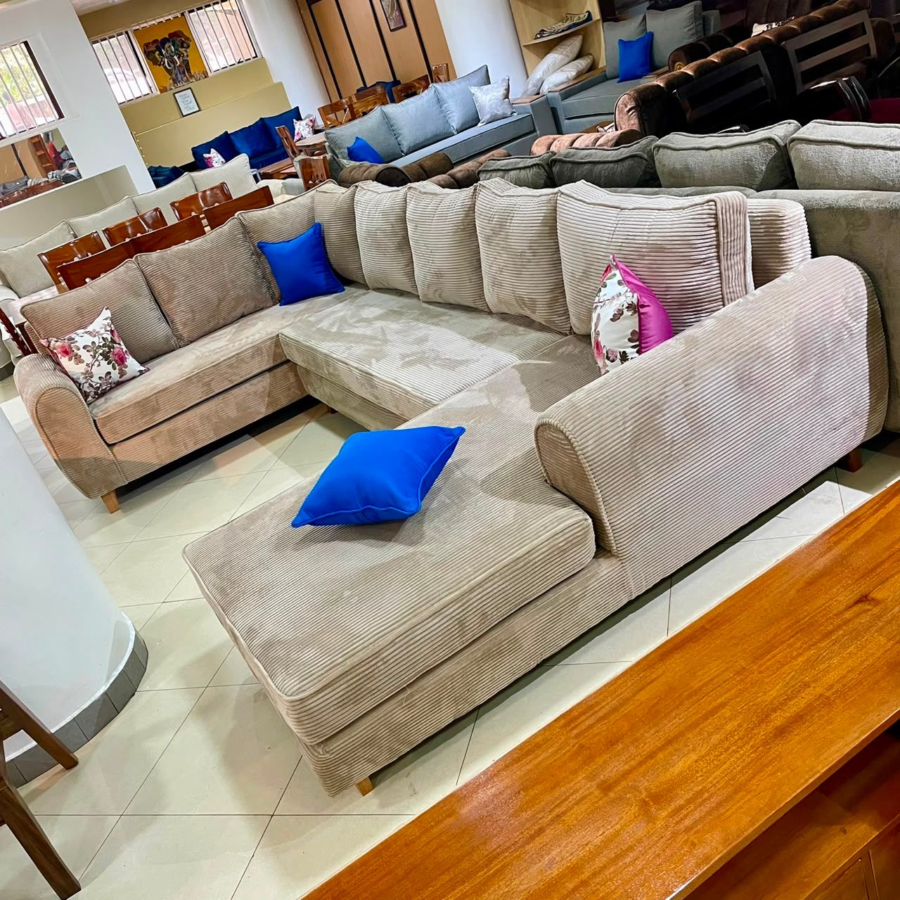 U-Shaped Sofa Set - Beige Color