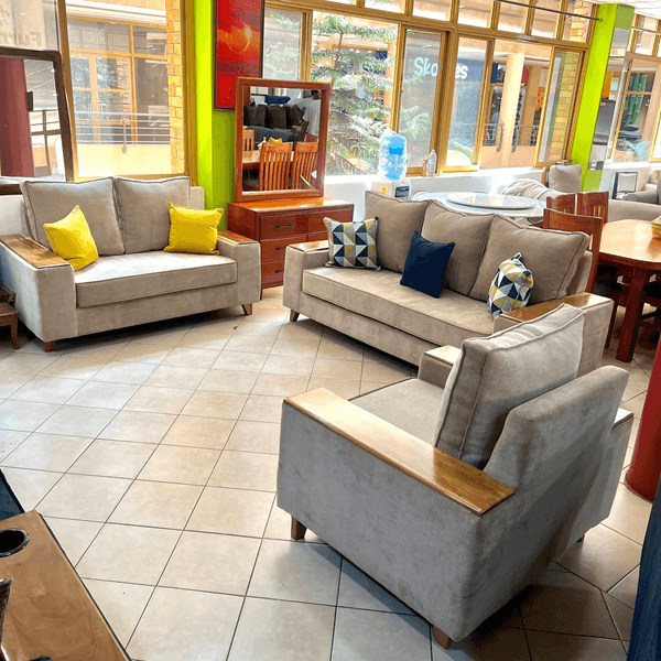 3,2,1 (Beige 6 Seater Sofa Set)