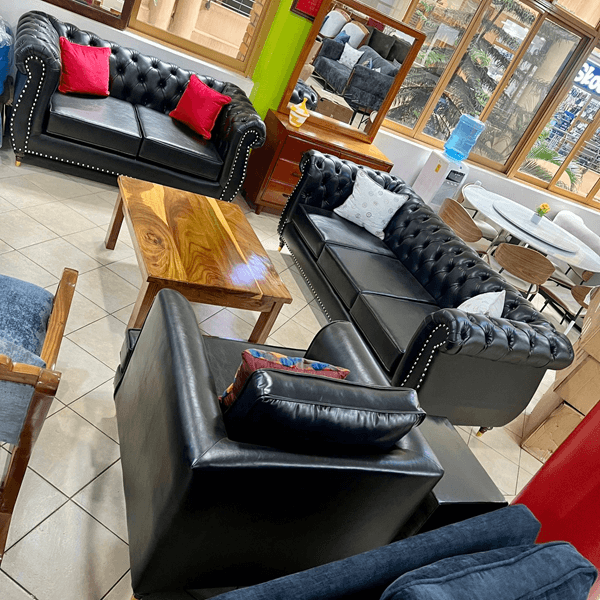 3,2,1 ChesterField Leather (Black)
