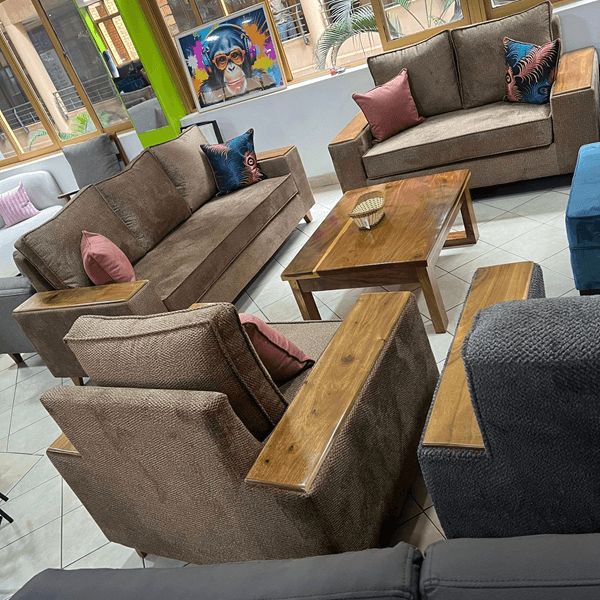 6 Seater Brown Sofa Set