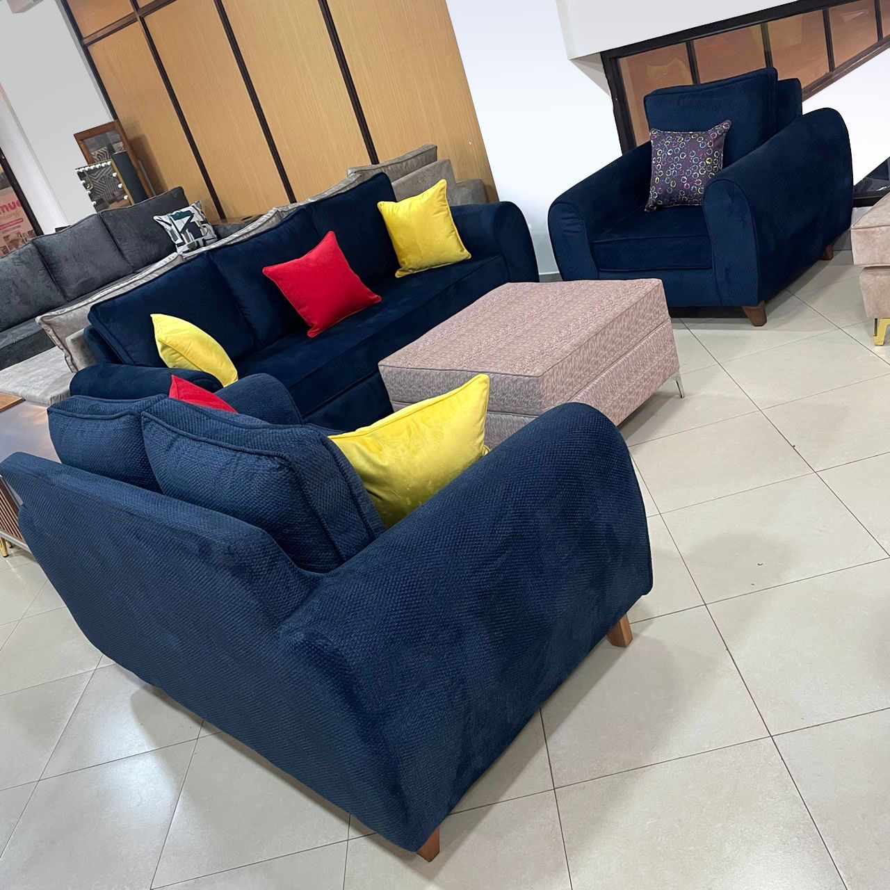 Blue 6 Seater Sofa set.