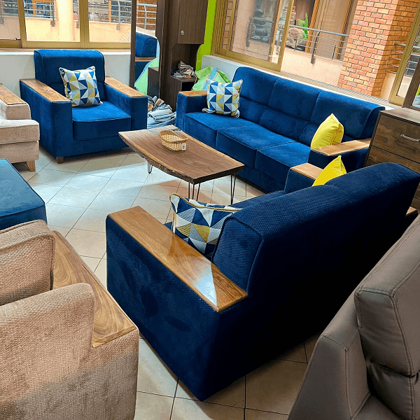 Royal blue Fixed Sofa (6 Seater)