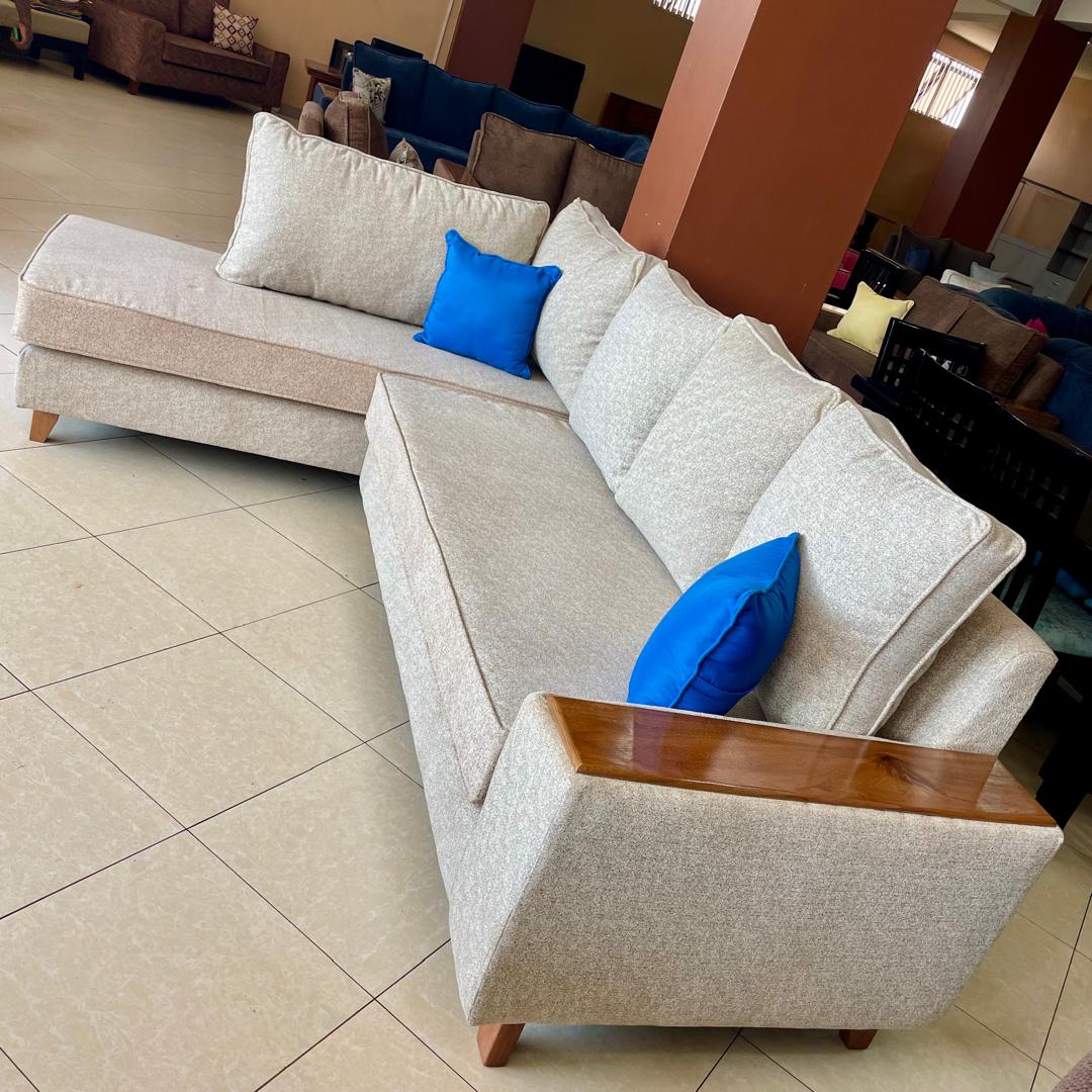 Cream L Sectional Sofa