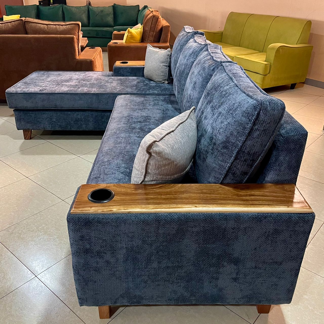 Light Sky Blue L Sofa